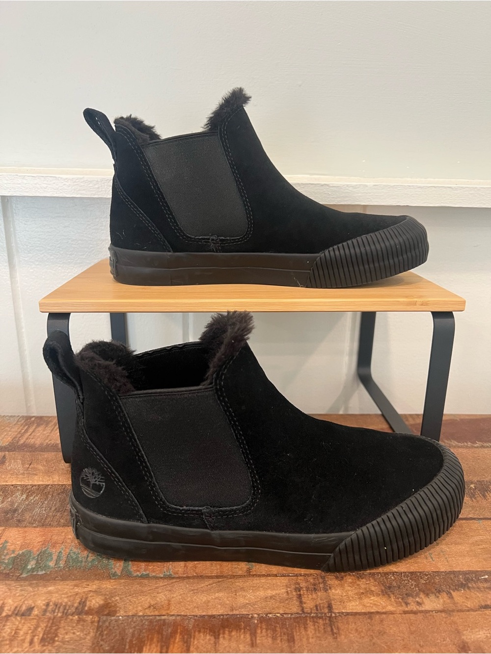 Timberland Black Faux-Fur Chelsea Sneaker Boot - Women's